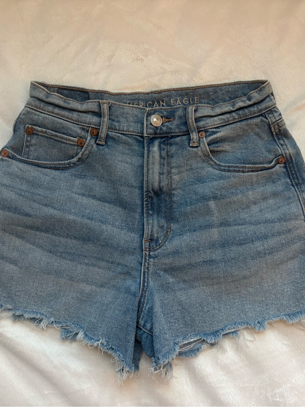 American Eagle Outfitters Light Blue Distressed Denim Cutoff Shorts
